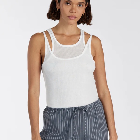 DISSH JUDE OFF WHITE DOUBLE LAYER KNIT TANK - Picture 1 of 3